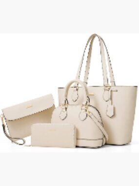Women's 4-Piece Handbag Set Faux Leather Tote Crossbody Shoulder Bag Wallet